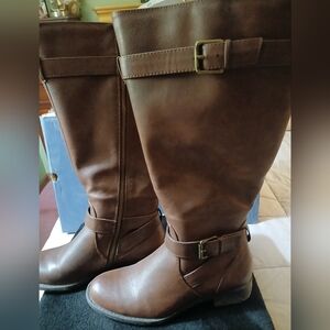 Bass Jordan WIDE CALF Brown Zip Boots 6.5M